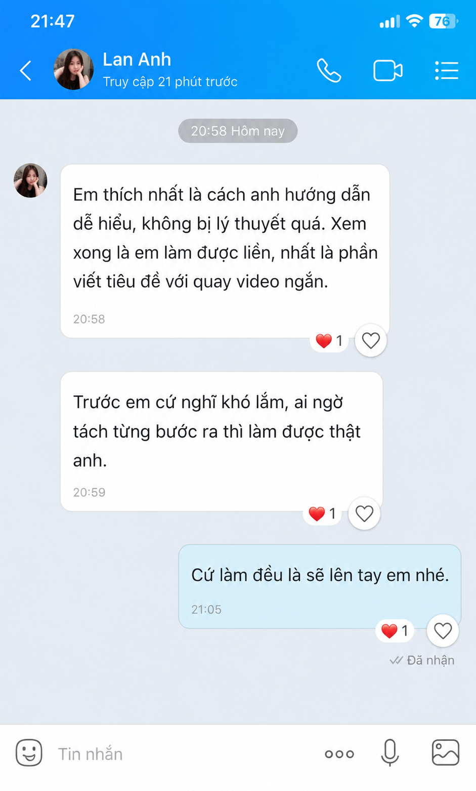 Cảm nhận học viên — Lan Anh